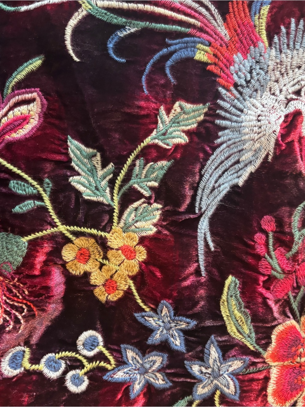 Johnny Was Velvet Tote Bag in Deep purple with Multicolor Embroidery - Picture 4 of 10